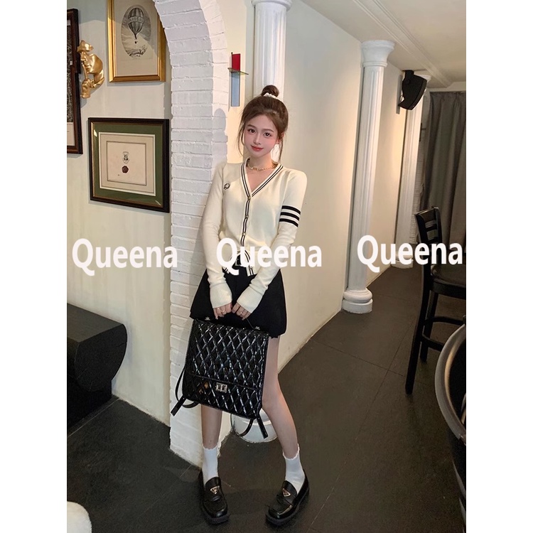 Queena Áo Len áo khoác cardigan Comfortable Casual xu hướng Popular WMY2393F7Z 40Z231007