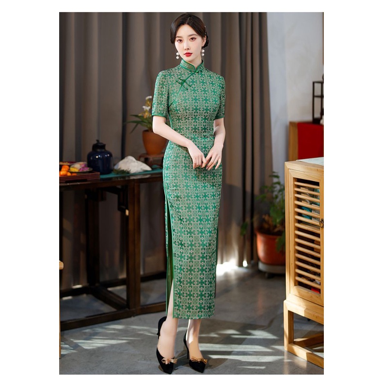 Sườn Xám Cách Tân Dáng Dài Thiết Kế Mới Xinh Xắn Thời Trang Dành Cho Mùa Hè