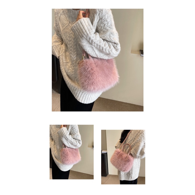 Túi tote Đeo Vai Mùa Thu Đông 2023 Bằng Vải Lông Dễ Thương Kết Cấu Rau Củ Quả