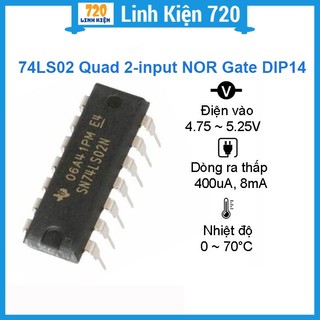 Chíp 74ls02 quad 2-input nor gate dip14