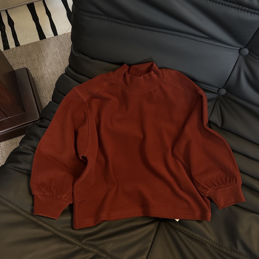 Áo thun dài tay cho bé AB791 size 90-140 cổ 3 phân một màu đơn giản, thời trang trẻ em thu đông 2023