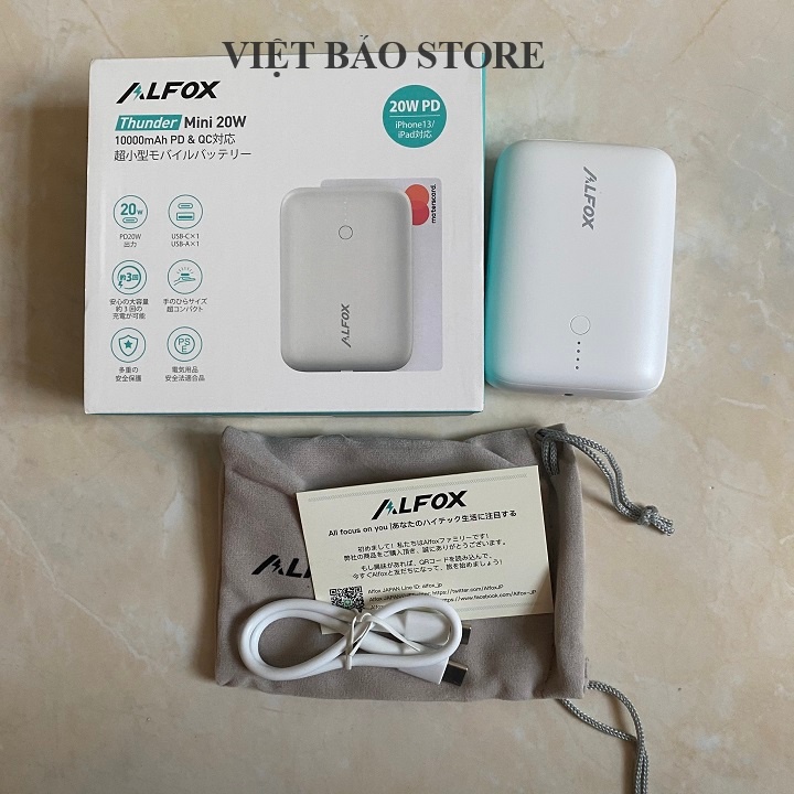 Pin sạc dự phòng Mini Siêu nhỏ 10000mah ALFOX AF-PB002 sạc nhanh PD20W, QC18W