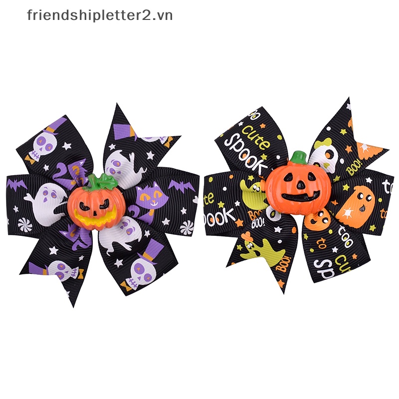 1 Kẹp Tóc Nơ / Bí Ngô halloween Cho Bé Gái