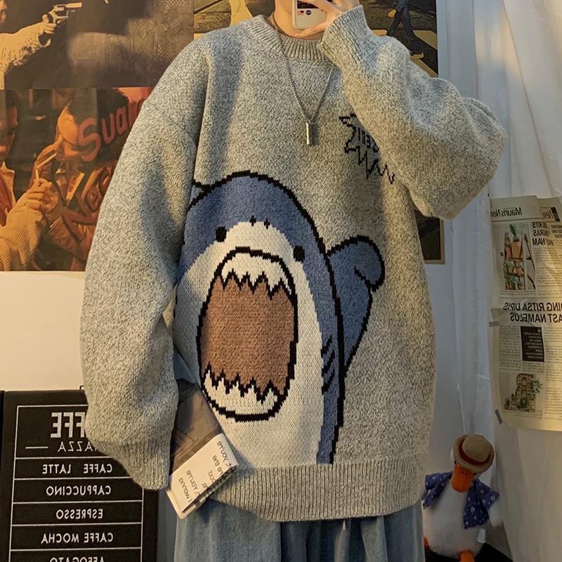 Áo sweater Dày Dặn Cổ Tròn Dáng Rộng In Hình Phong Cách Hàn Quốc Thời Trang Thu Đông Cho Nam