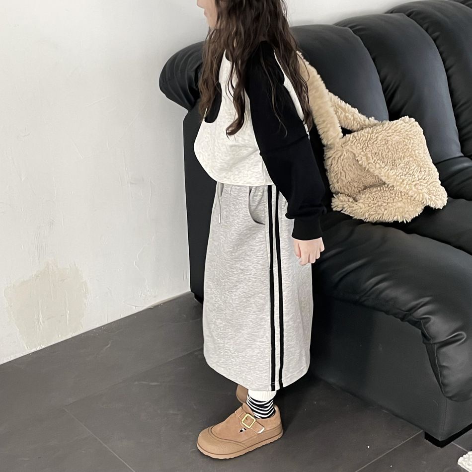 Áo Thun Tay Dài Màu Sắc Tương Phản Phong Cách Hàn Quốc Cho Bé Gái