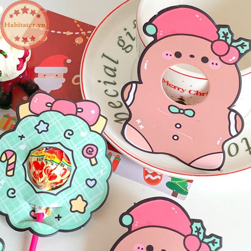 Set 12 / 2 Túi Đựng Kẹo / Kẹo Mút / Thiệp Giáng Sinh diy Trang Trí Nhà Ở