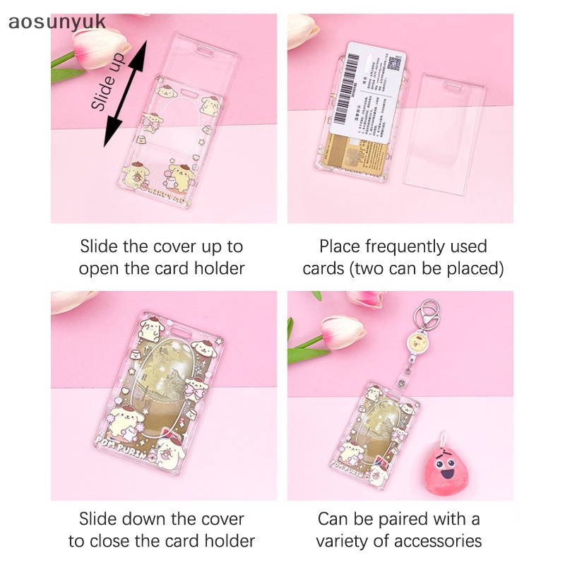 Aosunyuk sanrio kuromi my melody Đựng Thẻ Kèm Dây Đeo Họa Tiết Hoạt Hình anime cinnamoroll pompom purin Dễ Thương Cho Học Sinh