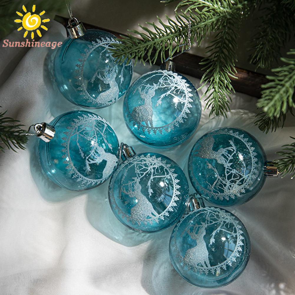 Hộp 6 Trái Châu Trong Suốt 6cm Trang Trí Cây Thông Noel