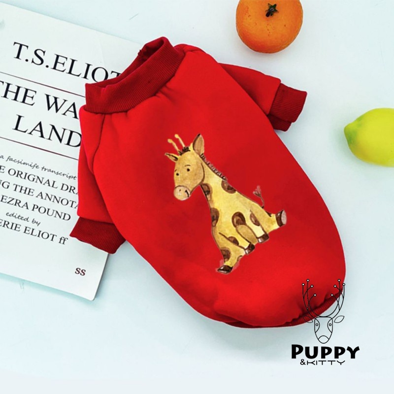 Áo sweater Vải Nhung Hình Hươu Cao Cổ Thời Trang Thu Đông Cho Thú Cưng