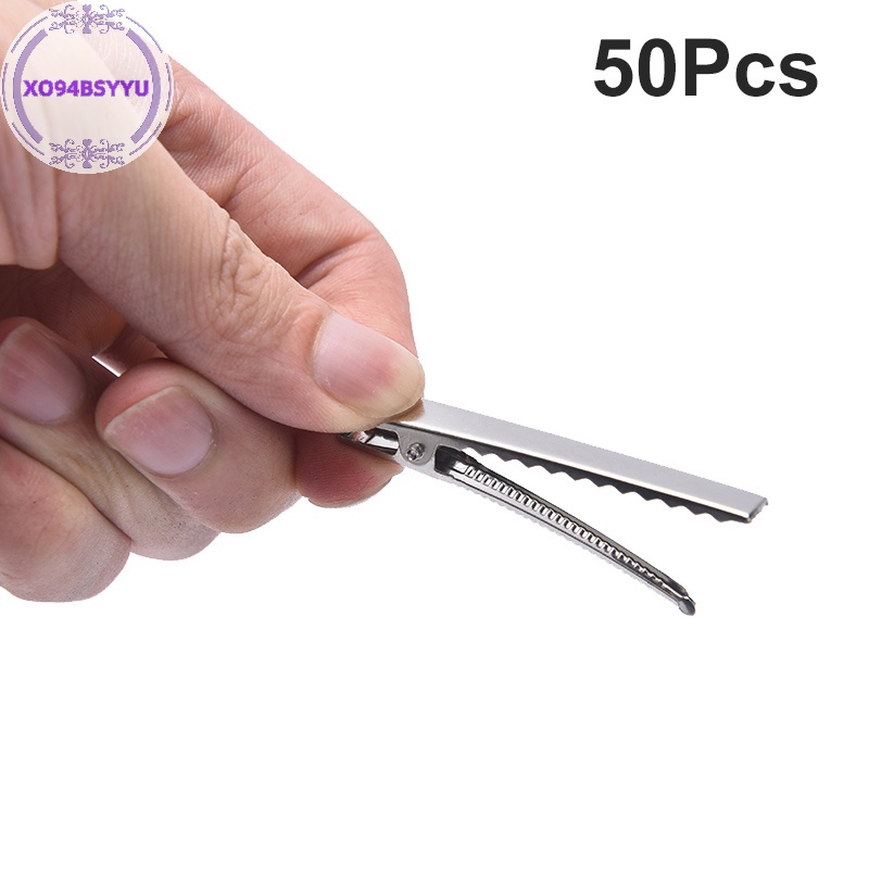 Xo94bsyu 50 Kẹp Cá Sấu Kim Loại Màu Bạc vn