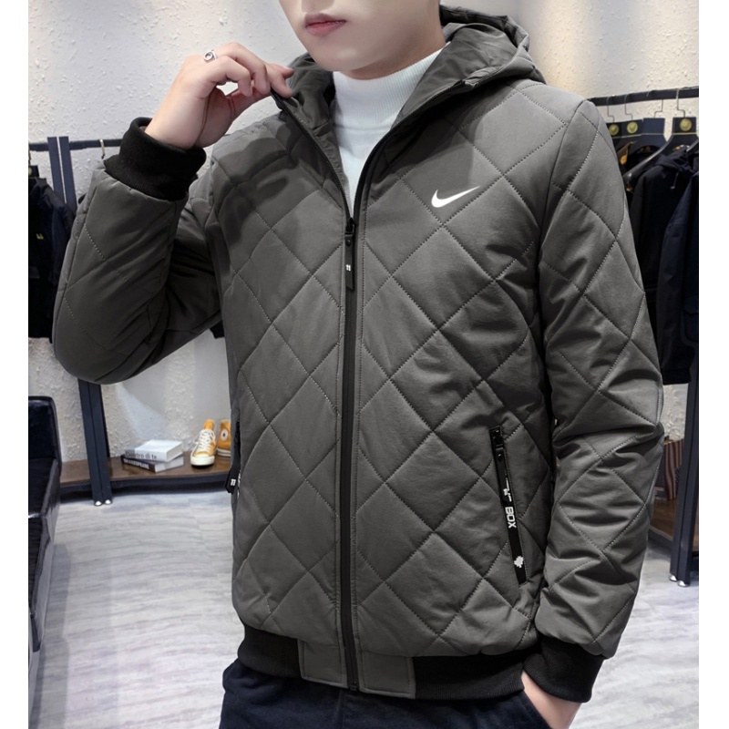 Áo Khoác nike Có Mũ Trùm Đầu Chất Liệu cotton Dày Dặn Họa Tiết Thêu Kim Cương Cho Nam