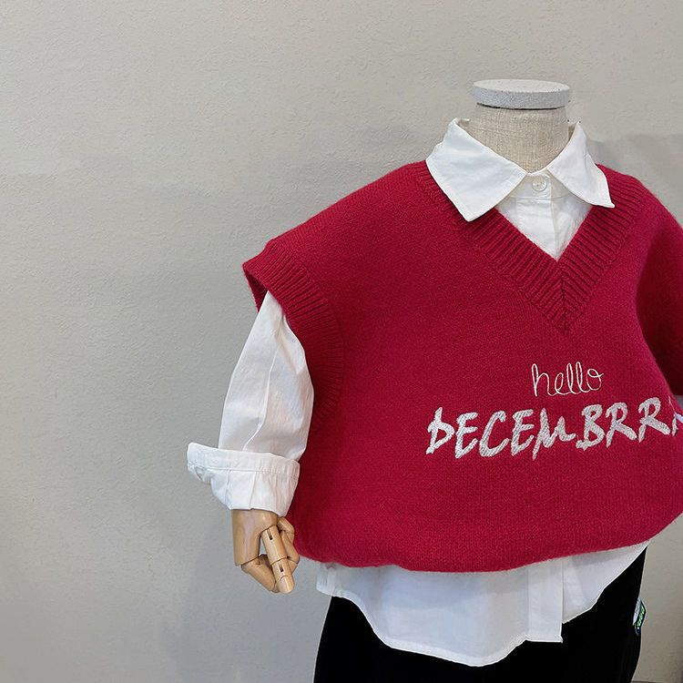 Áo Len Không Tay Phong Cách Hàn Quốc Cho Bé Từ 1-3 Tuổi