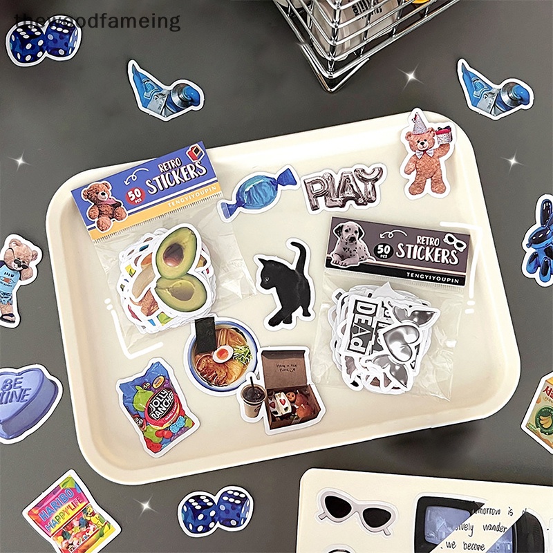 Thewoodfameing Set 50 sticker Dán Trang Trí laptop Điện Thoại Hình Thức Ăn Tráng Miệng Chống Thấm Nước