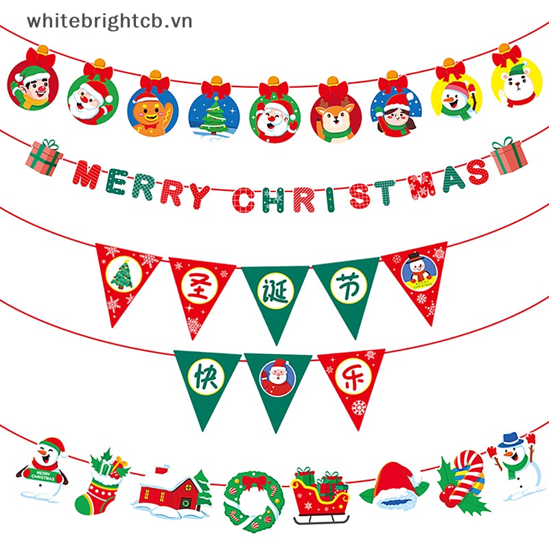 / / 2023 Cờ Giấy Treo Trang Trí Giáng Sinh / Chúc Mừng Năm Mới / Người Tuyết / Ông Già Noel