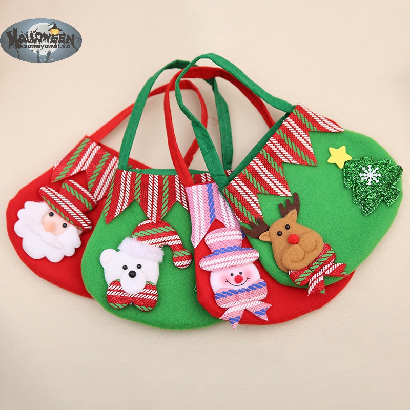 Túi Đựng Quà Giáng Sinh / Kẹo Hình Ông Già Noel Hoạt Hình / Nai Sừng Tấm Dễ Thương Cho Bé