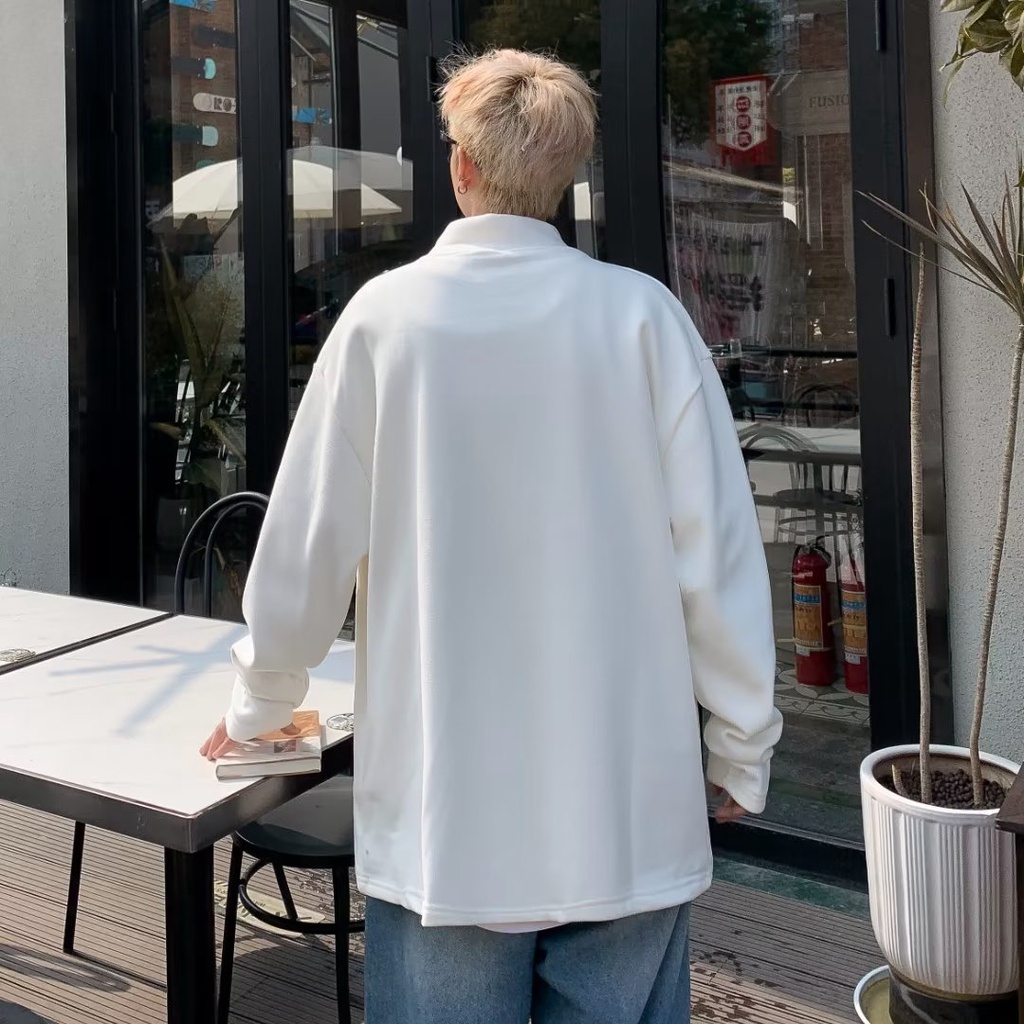 Áo hoodie Tay Dài Cổ Cao Phong Cách Thời Trang Hàn Quốc Cho Nam Giới