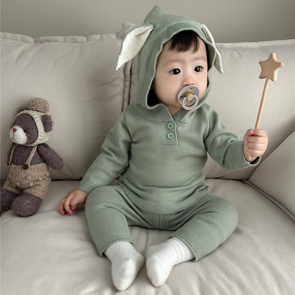 Set Áo Hoodie + Quần Dài Màu Sắc Đơn Giản Thời Trang Mùa Đông Cho Bé Sơ Sinh
