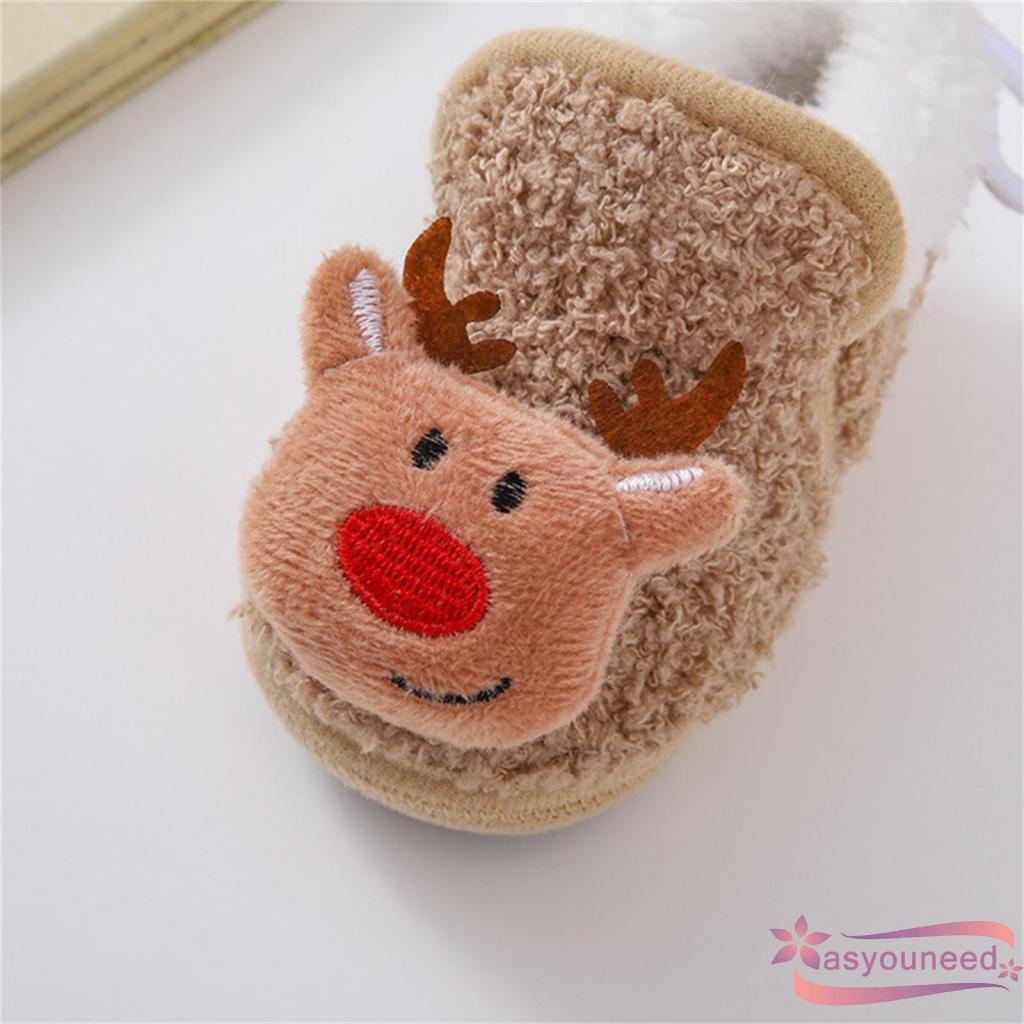 Aay-giày Giáng Sinh Đế Mềm Chống Trượt Mùa Đông Cho Bé Trai Bé Gái Tập Đi Hình Ông Già Noel Nai Sừng Tấm
