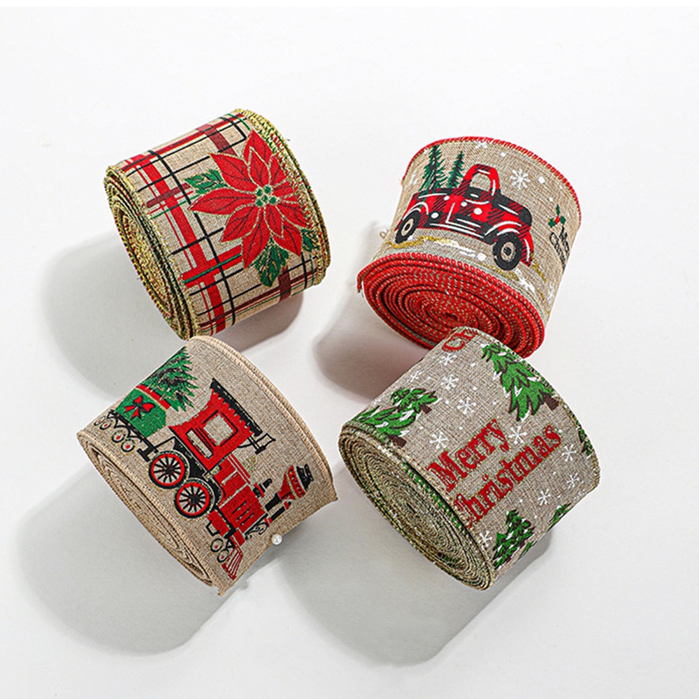 Giả Vải Lanh Bảo Vệ Môi Trường Lành Mạnh Ruy Băng Trang Trí Giáng Sinh Xe Ô Tô Hoa Giáng Sinh Nơ Ruy Băng Bông Tuyết Trang Trí Giáng Sinh
