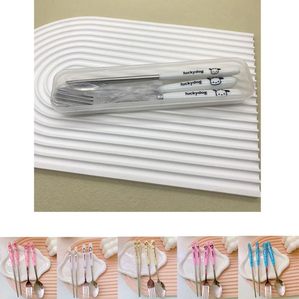 Shanrong Bộ 3 Món Dụng Cụ Ăn Uống, Muỗng, Đũa, Nĩa, Đũa, Bằng Thép Không Gỉ my melody cinnamoroll kuromi pochacco