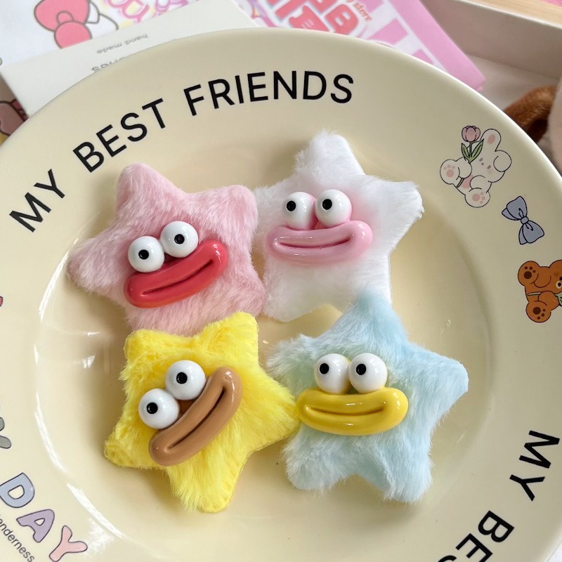 Mh Kẹp Tóc Hình Xúc Xích / Ngôi Sao / Trái Tim Nhồi Bông Dễ Thương Vui Nhộn Phong Cách Nhật Hàn Dành Cho Học Sinh