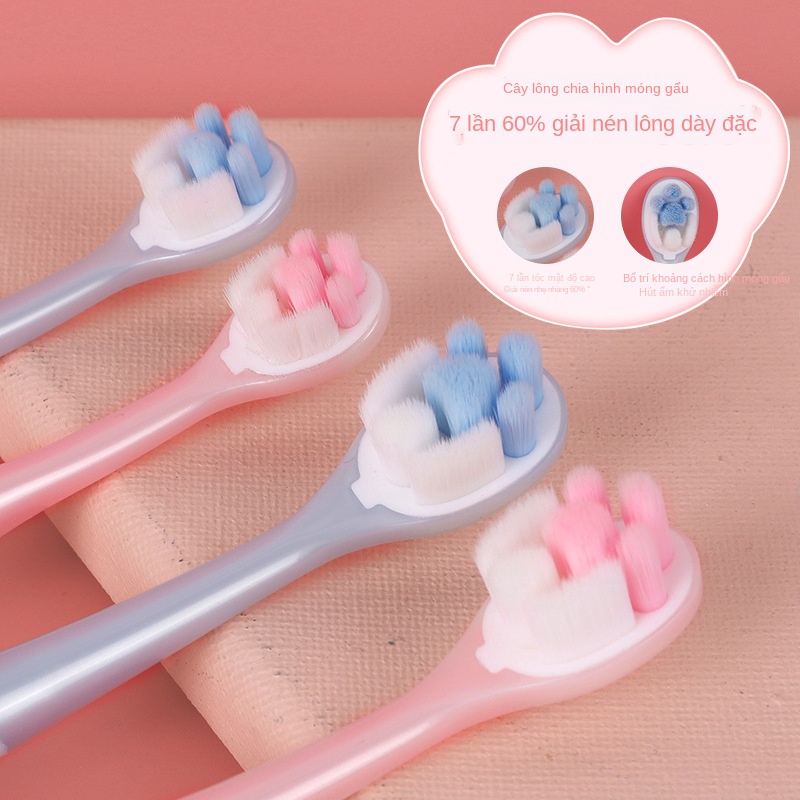 Bàn Chải Đánh Răng 4 Ngàn Hình Bàn Chân Gấu Trúc Siêu Mềm Siêu Mịn Sáng Tạo Tay Cầm In Dấu Chân Người Lớn Trẻ Em Gia Đình