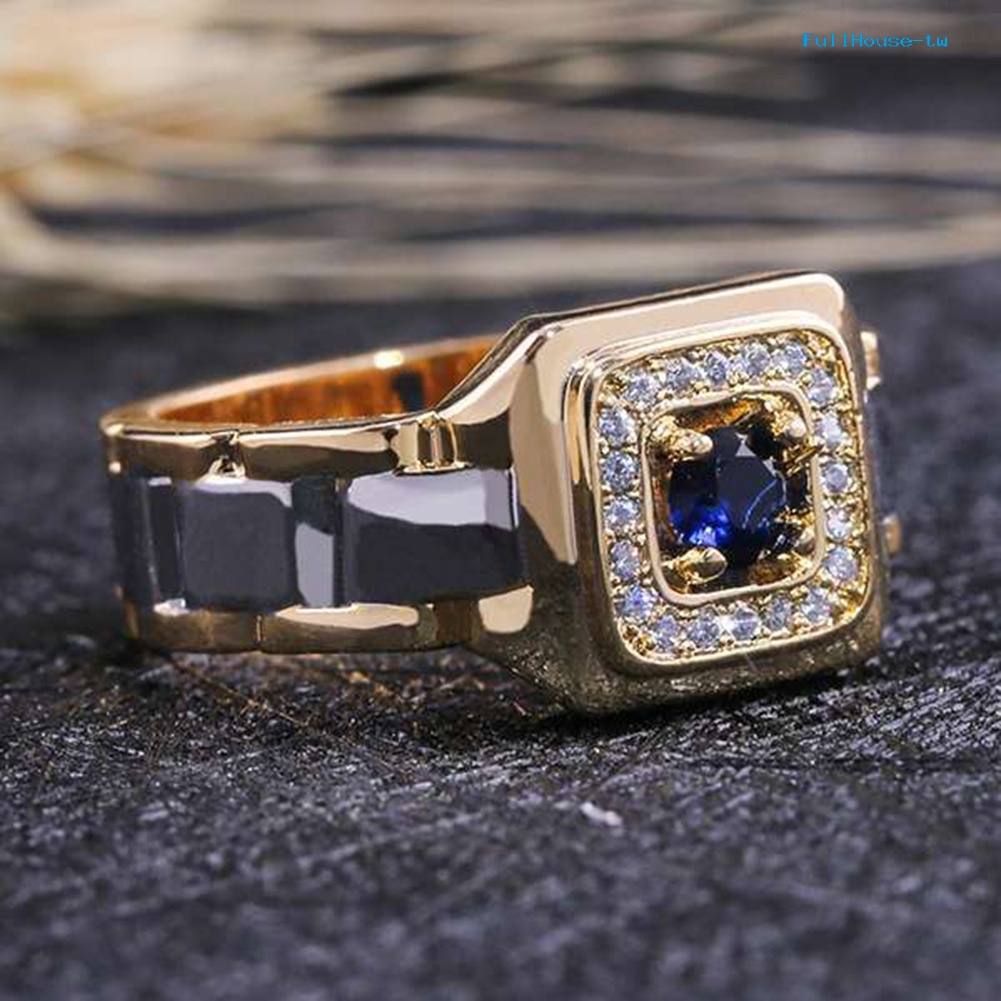 Nhẫn Cưới Đính Đá sapphire Nhân Tạo Sang Trọng Cho Nam