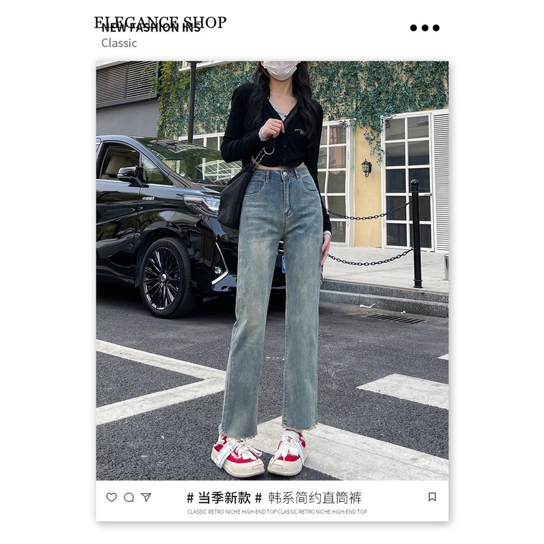 ELEGANCE SHOP quần ống rộng quần nữ jean Trendy Vintage Casual Fashion WNK23A0MSU 42Z231018