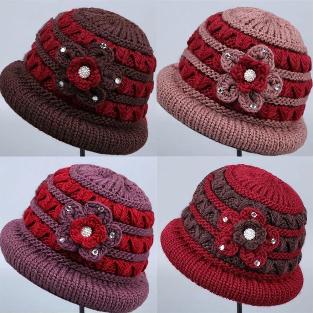 Kent1 Mũ beanie Dệt Kim Dày Dặn Chống Gió Bảo Vệ Tai Thời Trang Mùa Đông Cho Phụ Nữ Trung Niên