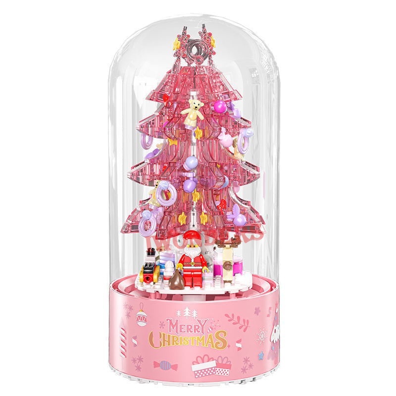 Christmas train Khối Đồ Chơi Lắp Ráp Cây Thông Giáng Sinh Pha Lê Có Nhạc Xoay Được Dành Cho Trẻ EmHoliday Gifts