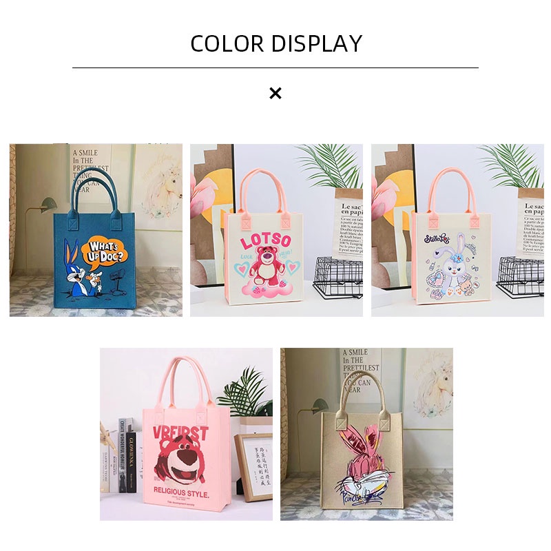 Túi xách YANNIAO vải nỉ in họa tiết hoạt hình thời trang cho nữ