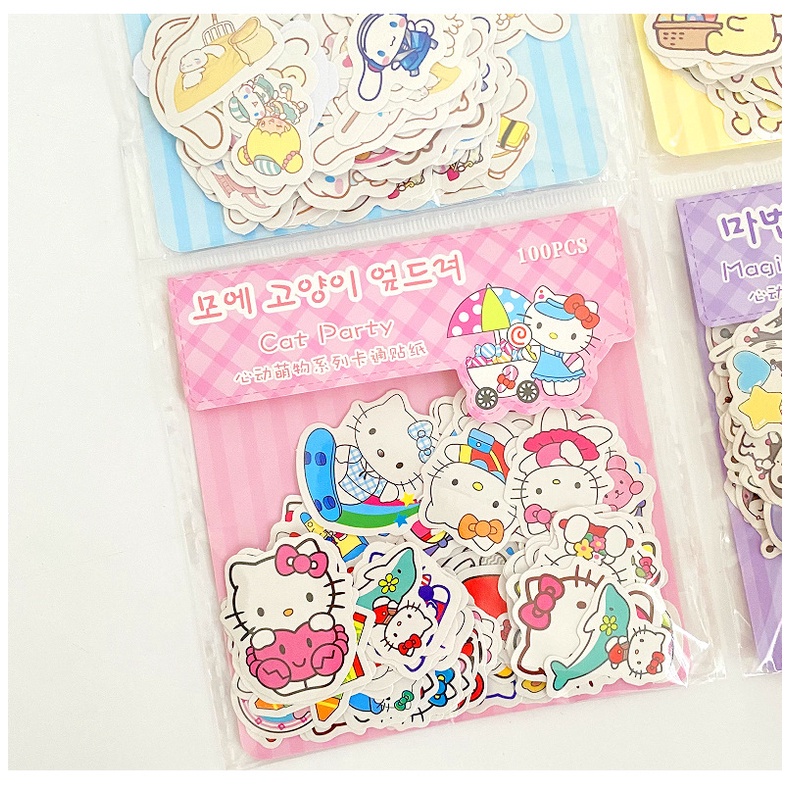 Set 100 sticker Dán Trang Trí diy Hình sanrio melody Dễ Thương