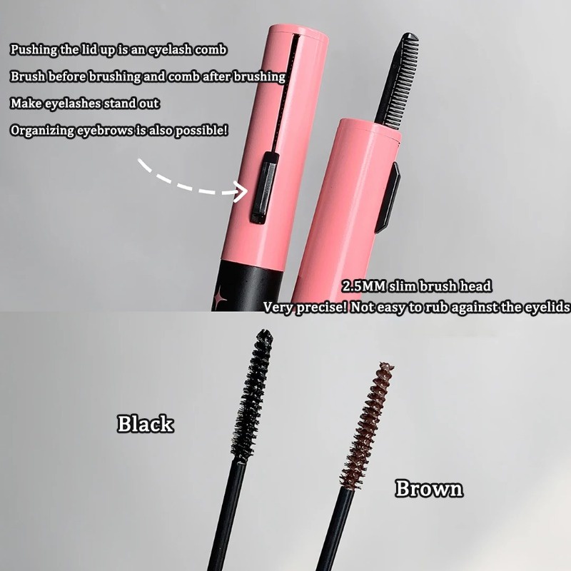 Mascara Hai Đầu Cọ Mảnh Nhanh Khô Chống Nhòe Cho Hàng Mi Cong Dày Tự Nhiên