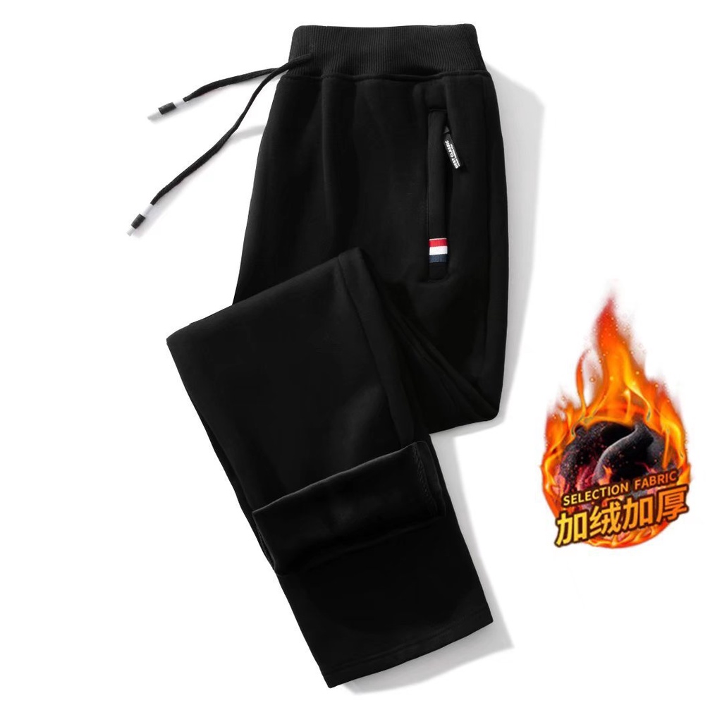 Quần Thể Thao Dáng Ôm Lót Lông Cừu Dày Dặn Phong Cách Thu Đông Mới Cho Nam