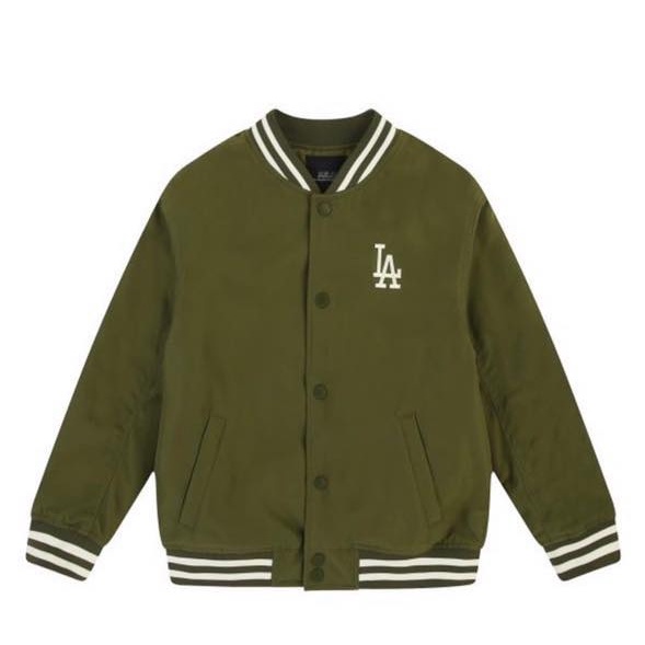 Bomber MLB , Áo Khoác Bomber Baseball MLB Big Logo LA Dark Green FORM ÔM