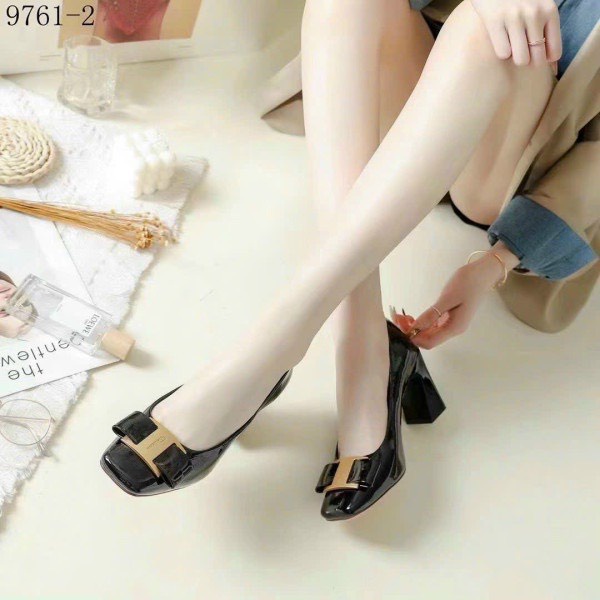 Giày gót vuông nữ đế dẹ cao 7cm,chất da bóng cao cấp mềm êm CGV32 ANN_Official