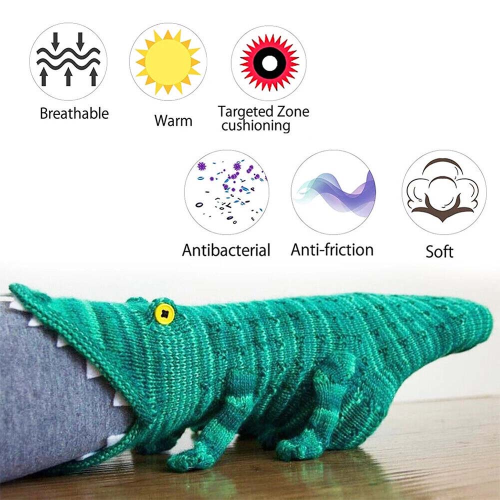 Christmas Knit Crocodile Socks Knit Animal Socks Funky Knitting Pattern Gifts