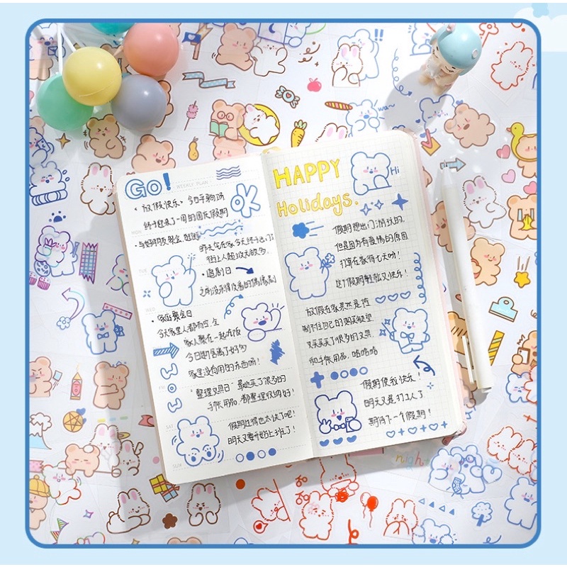 Sticker hoạt hình dễ thương cute trang trí vật dụng cá nhân