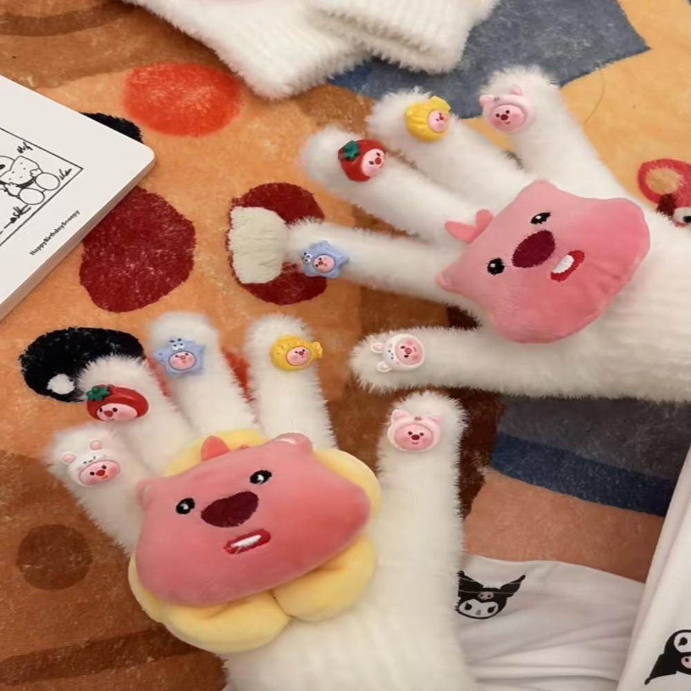 Găng Tay keene Dày Dặn Thoáng Khí Chống Lạnh Họa Tiết Hoạt Hình Thời Trang Giữ Ấm Ngón Tay Cho Nữ