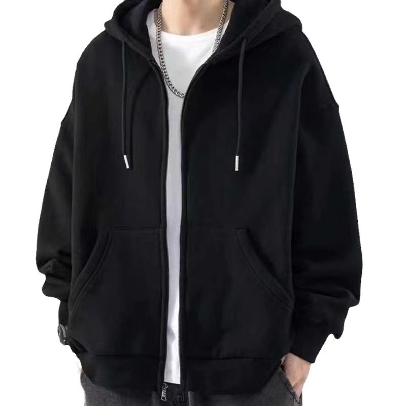 Áo Khoác Hoodie Dáng Rộng Màu Trơn Thời Trang Trẻ Trung Cho Nam