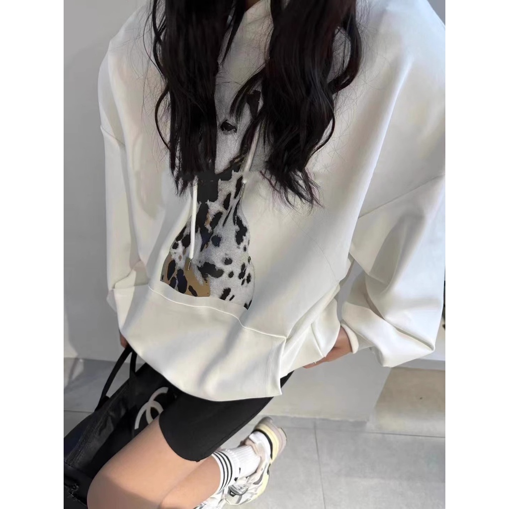 Áo Hoodie Nữ Tay Dài Dáng Rộng In Hình Chú Chó Dễ Thương Thời Trang Mùa Thu Mới