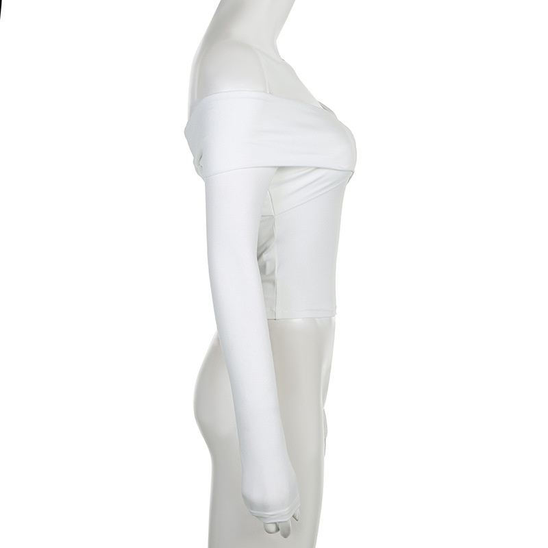 Áo Thun crop top Tay Dài Cổ Chữ v Màu Trơn Thời Trang 2023 Dành Cho Nữ