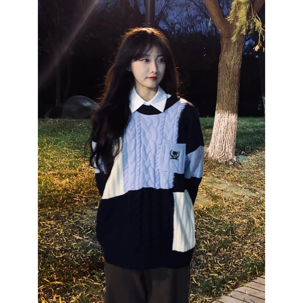 Áo sweater Dệt Kim Tay Dài Dáng Rộng Phong Cách Hàn Quốc Thời Trang Mùa Đông Hàng Mới Dành Cho Nam Và Nữ