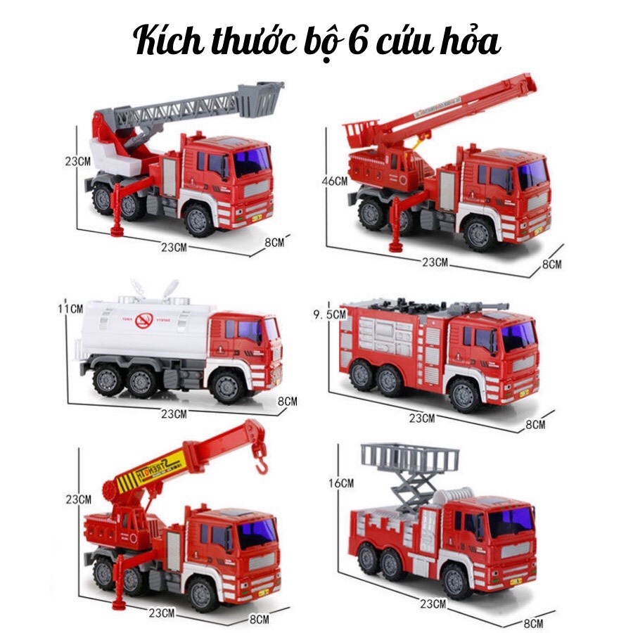 Ô TÔ Đồ Chơi Trẻ Em, Set 6 Xe Công Trình, Cứu Hoả, Ô Tô Đồ Chơi size Đại TO Cho Bé- The Pooh