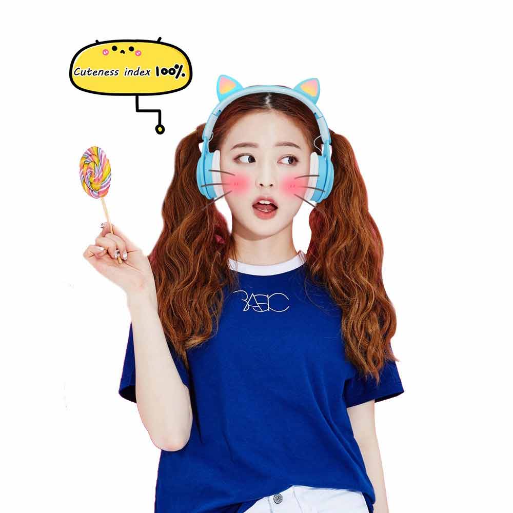 Cat Ear Bluetooth Wireless Headphone LED Light Bluetooth 5.0 Headphones With Mic Heavy Bass children gift