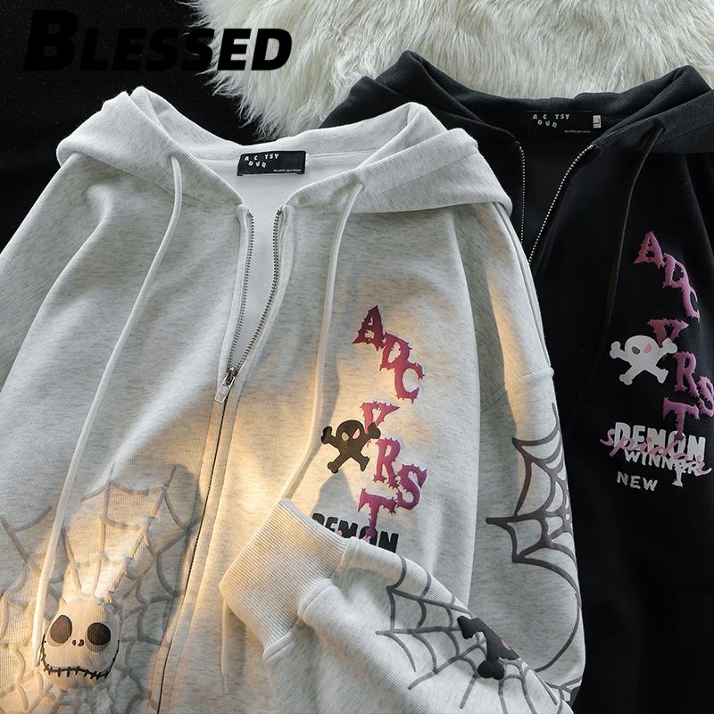 Blessed Áo Khoác hoodie áo khoác nữ zip hoodie Korean cổ xưa Popular casual WWY23A11ZP 44Z231030