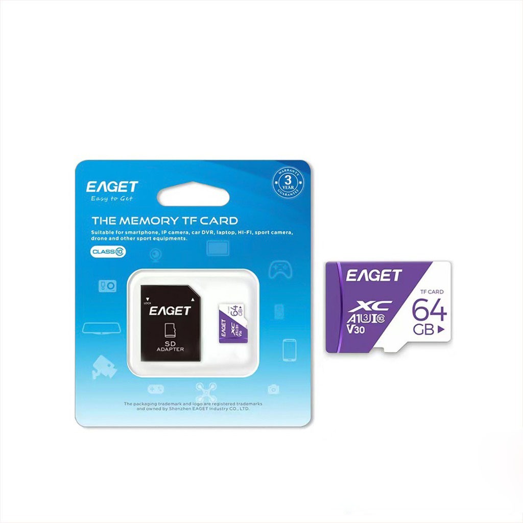 Thẻ nhớ MicroSD Eaget tốc độ cao Class 10, 32GB/64GB/128GB, Bảo Hành Chính Hãng 3 Tháng