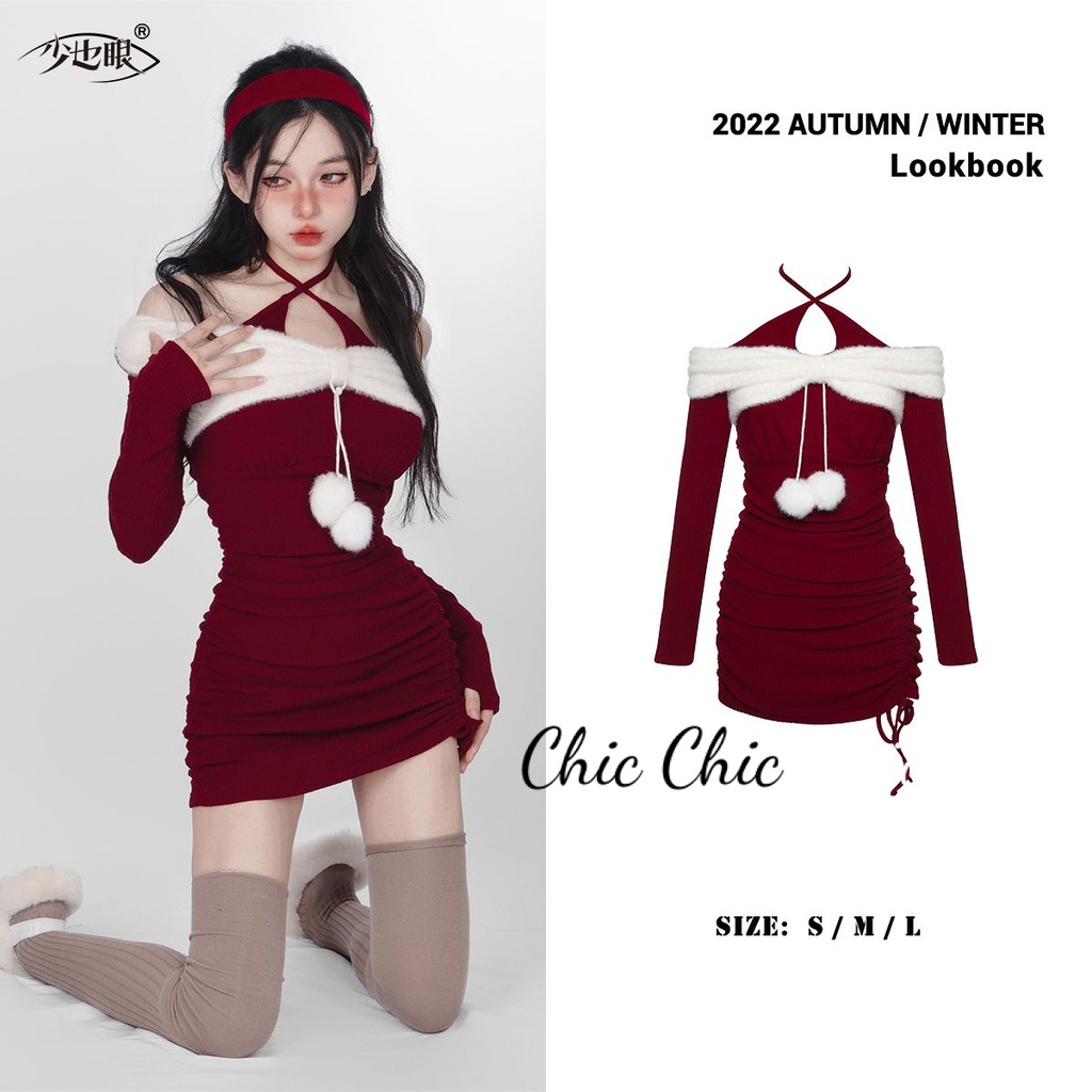 Chic Chic váy nữ Đầm noel Body Cho thời váy Korean phổ biến Comfortable Cổ điển WLQ23B018K 44Z231102