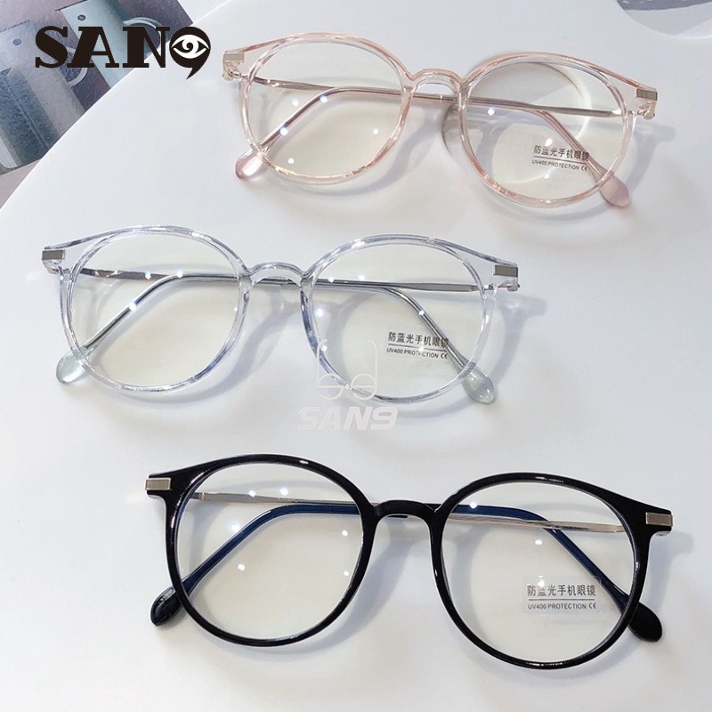 Mắt Kính Gọng Tròn Trong Suốt Chống Ánh Sáng Xanh Lam Phong Cách Hàn Quốc retro cod (san9)