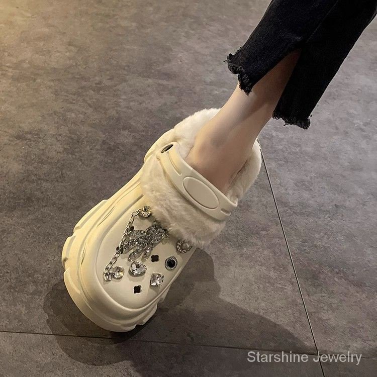 Dép cotton eva Lót Lông Cừu Dày Dặn Ấm Áp Chống Thấm Nước Dễ Thương Dùng Trong Nhà / Ký Túc Xá / Sinh Viên